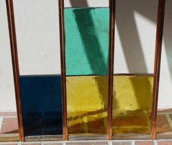 Glass in copper frame